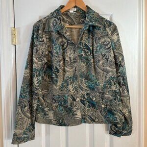 Christopher & Banks Women's Paisley Brushed Zip Stretch Pockets Jacket Size L